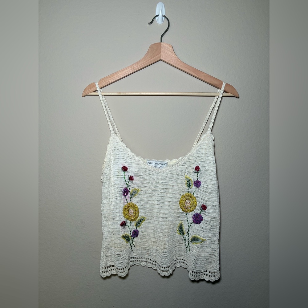 PAPELL BOUTIQUE EVENING Large ivory crochet beaded 2 pieces outfit - Picture 2 of 16